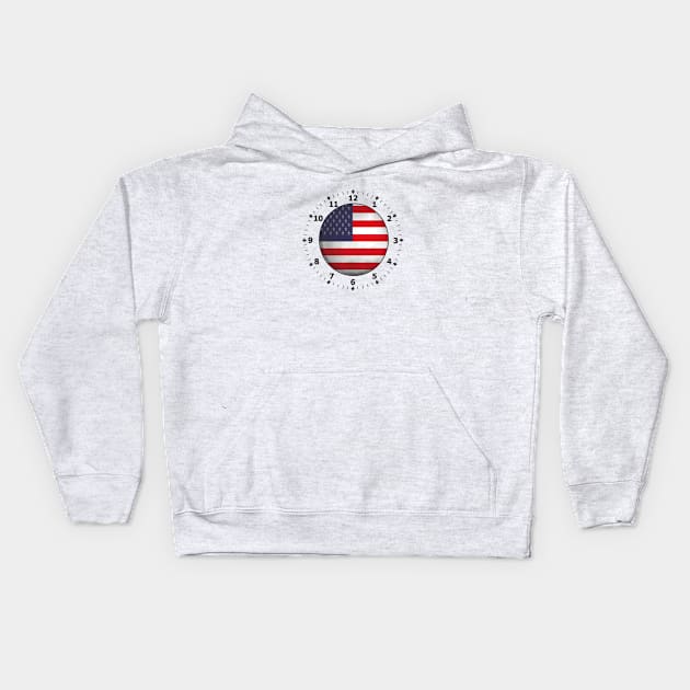 usa flag clock Kids Hoodie by persa